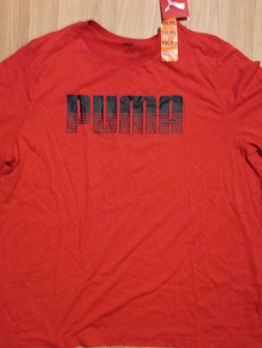 Puma Men's Red Tee with Black Ombre Logo